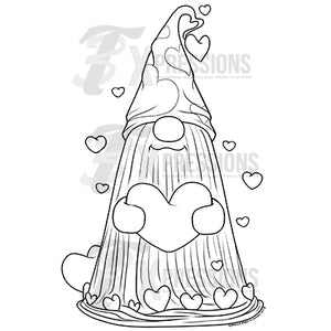 Valentine Gnome Coloring Sheet