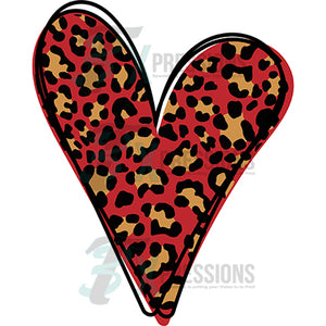 Red and Brown Leopard heart