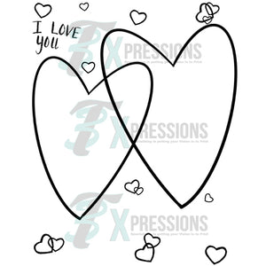 I Love You Hearts Coloring Page