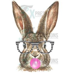 Rabbit with black and white glasses, bubble