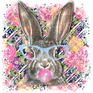 Rabbit with Blue glasses and background