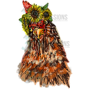 Hen with sunflower headband