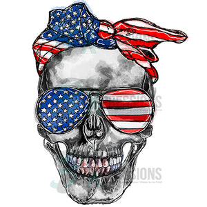 Skull with patriotic bandana and glasses