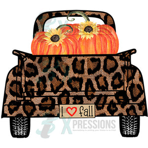 I Love Fall Leopard Truck