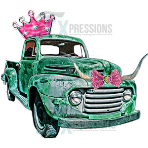 Green Truck with Crown and Horns