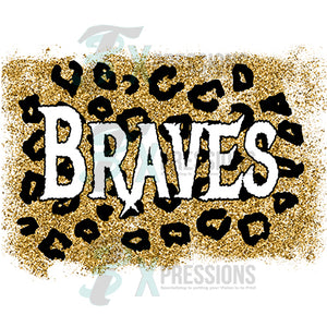 Personalized Antique Gold Glitter and Leopard background Team Name