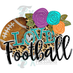 Love Football Leopard and flowers