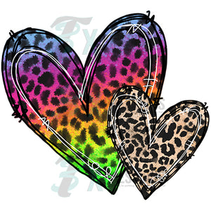 Colorful Leopard Hearts