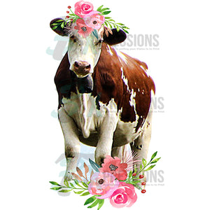 Cow with Pink Flowers