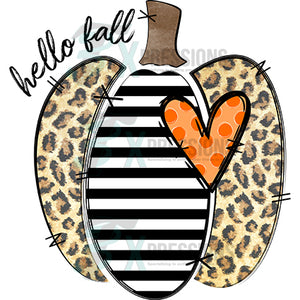 Hello Fall Leopard Striped pumpkin