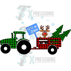 Buffal Plaid Christmas Tractor