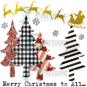 Merry Christmas to All Vintage Patchwork Trees