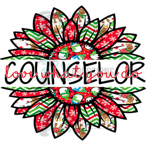 Counselor Love what you do Split Snowman Christmas Sunflower