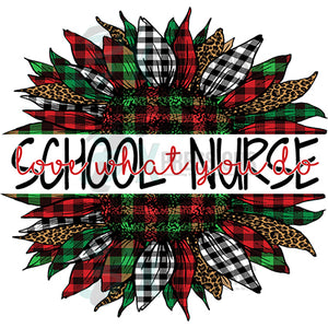 School Nurse Love what you do  Plaid Christmas Sunflower