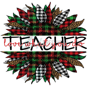 Teacher Love what you do  Plaid Christmas Sunflower