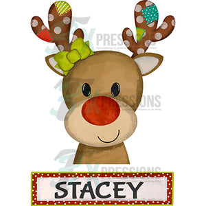 Personalized Girl Patchwork Reindeer