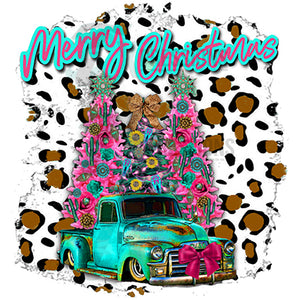 teal truck merry christmas