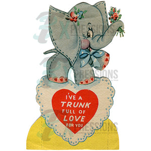 Retro Trunk full of love elelphant valentine