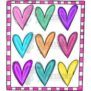 colorful doodle hearts