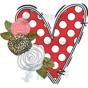 Heart with flowers red dots