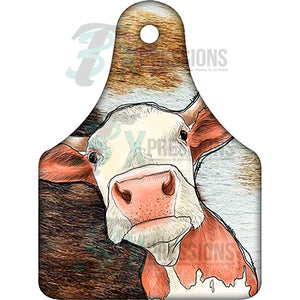 Brown and white Cow Cow Tag