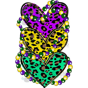Mardi Gras Leopard Hearts