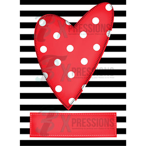 Personalized Black and White Stripe background Red heart