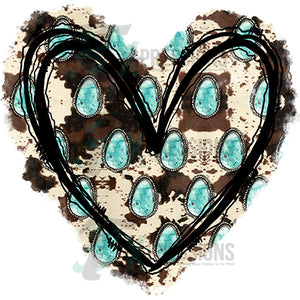 Cowhide Turquoise Heart