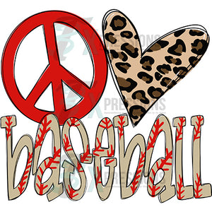 peace love baseball Leopard