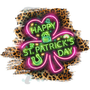 Happy St Patricks Day Neon Leopard