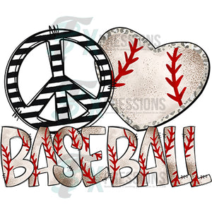 Peace Love baseball heart
