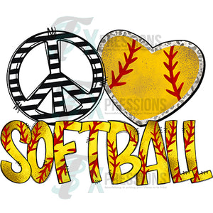 Peace Love Softball heart