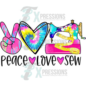 peace love sew colorful