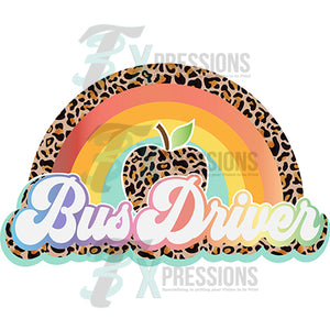 Bus Driver Leopard Apple Rainbow
