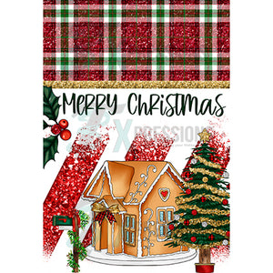 Merry Christmas Gingerbread House Garden Flag