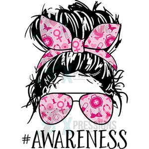 Breast Cancer awareness messy bun