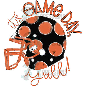 It's Game Day football helmet Black and Orange