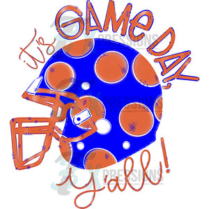 It's Game Day football helmet Blue and Orange