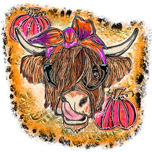 Fall Cow with pumpkin
