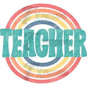 retro rainbow circle teacher