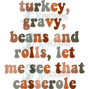 Turkey Gravy beans and rolls