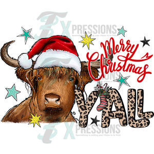 Merry Christmas Yall Highland Cow