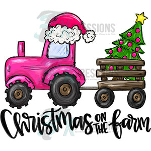 Christmas on the farm , pink tractor