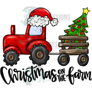 Christmas on the Farm Red tractor