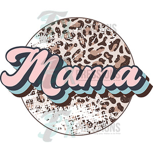 Mama Distressed Leopard Circle