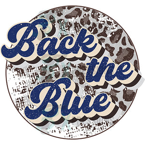 Back the Blue Distressed Leopard Circle