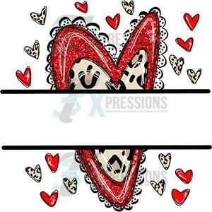 Blank Split Funky Leopard  and red Hearts