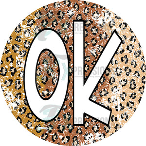OK Oklahoma Leopard Distressed Circle