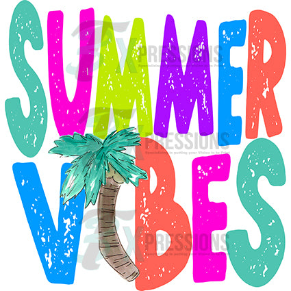 Summer Vibes Palm Tree Colorful