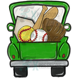Personalized Green Baseball and Softball Truck